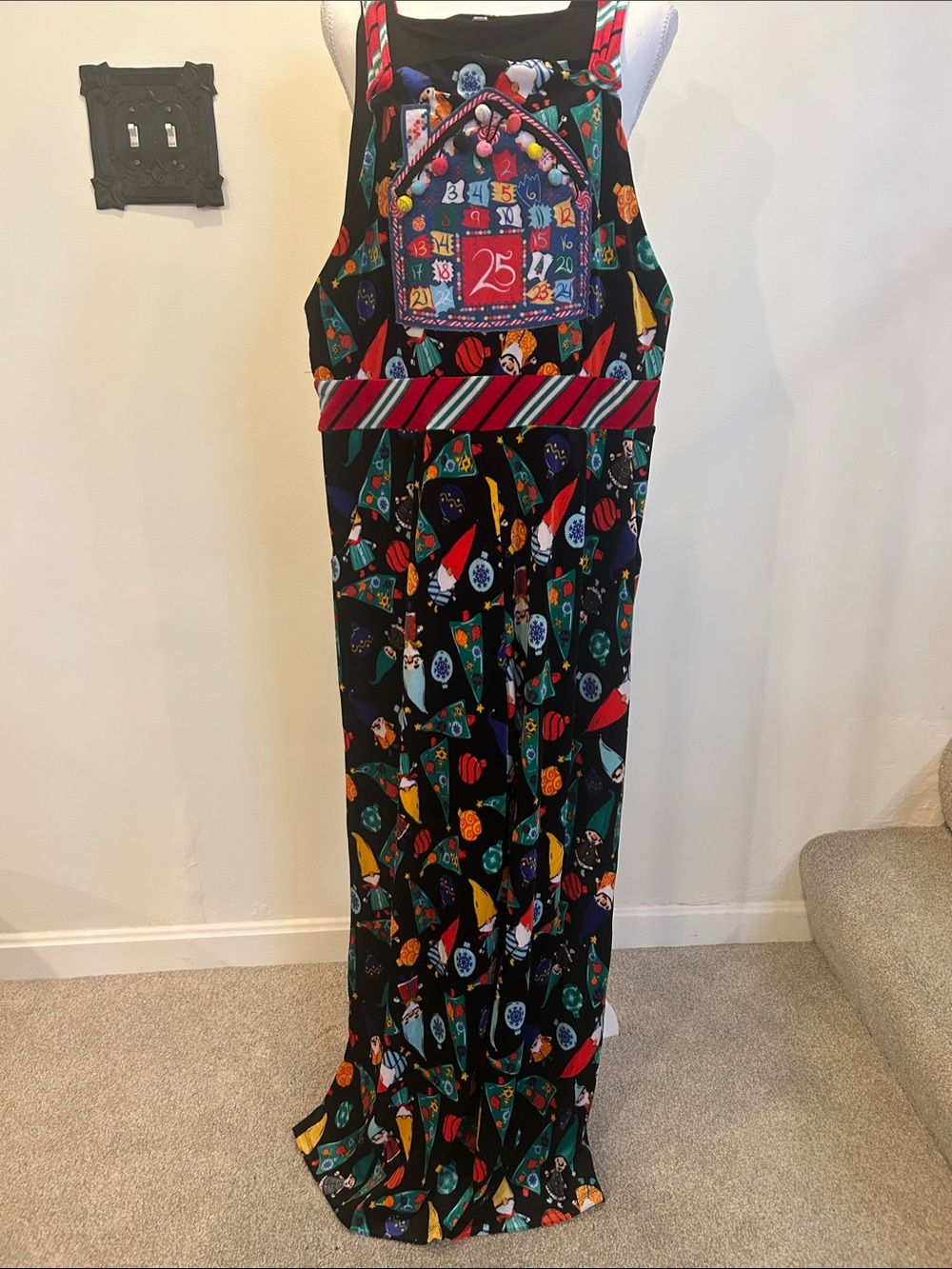 Holiday Gnome Overalls Sz L